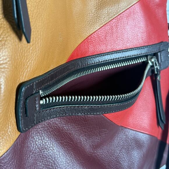 Fossil Dawson Leather Foldover Tote Red/Gold/Burgandy ZB6655995, Excellent, Soft - Picture 6 of 11